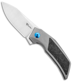 Reate Tashi Bharucha T2500 Frame Lock Flipper Knife Marble CF (2.5" Satin)