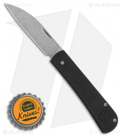 Serge Knife Co. Production Wharncliffe Slip Joint  Black G10 (2.75" Stonewash)
