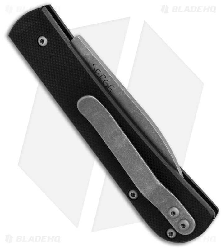 Serge Knife Co. Production Wharncliffe Slip Joint  Black G10 (2.75" Stonewash)