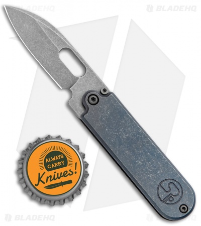 Serge Knife Co. Production Bean Flipper Blue Titanium (2.13" Tumbled) 
