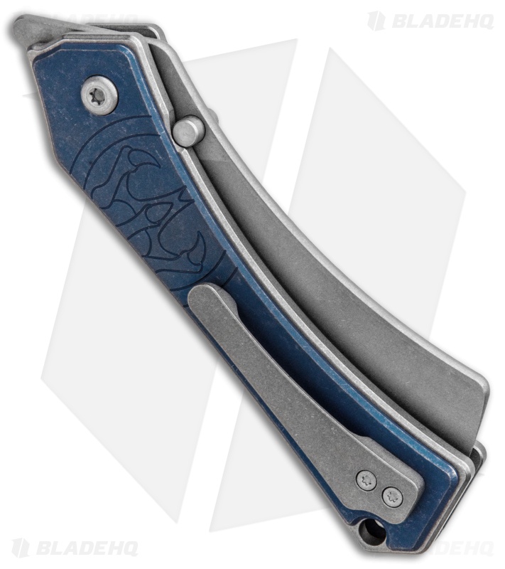 Serge Panchenko Orbit HawkLock Flipper Knife Blue Ti (3" Stonewash)