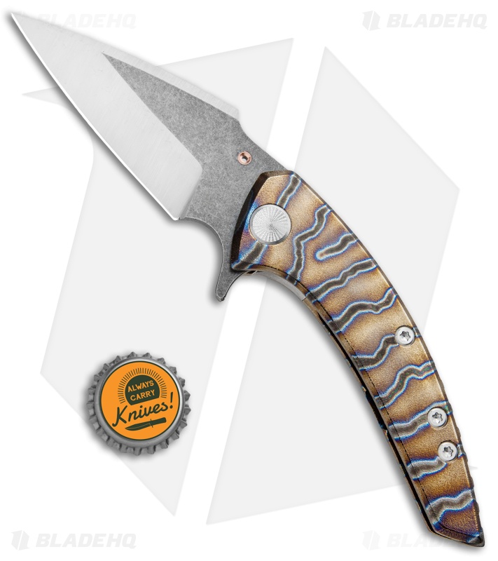Sergey Rogovets Knives Model 113 Flipper  Knife Ti (3.5" Acid SW/ Satin)  