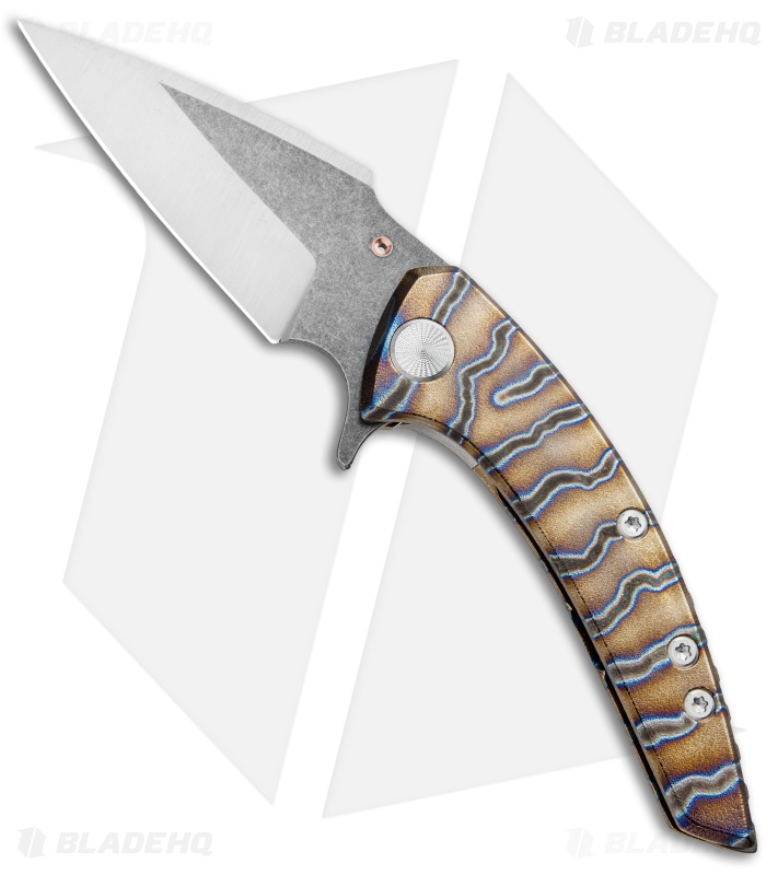 Sergey Rogovets Knives Model 113 Flipper  Knife Ti (3.5" Acid SW/ Satin)  