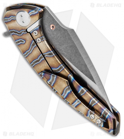 Sergey Rogovets Knives Model 113 Flipper  Knife Ti (3.5" Acid SW/ Satin)  