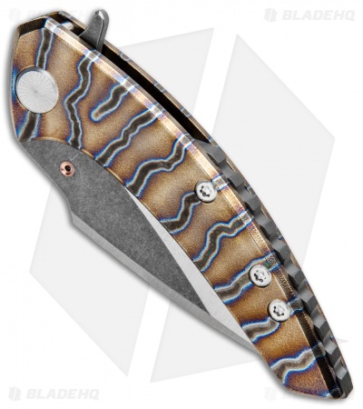 Sergey Rogovets Knives Model 113 Flipper  Knife Ti (3.5" Acid SW/ Satin)  