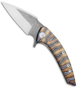 Sergey Rogovets Knives Model 113 Flipper  Knife Ti (3.5" Acid SW/ Satin)  