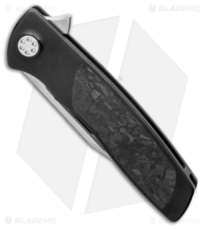 Sharp By Design Micro Evo Typhoon Bowie Knife Black Ti/Marble CF (3" Satin)