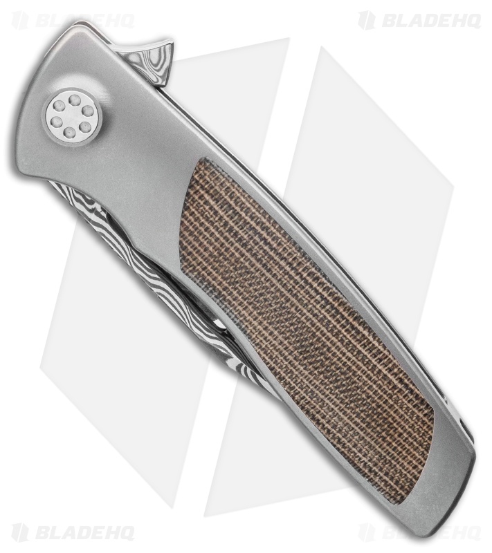 Sharp By Design Micro Evo Typhoon Bowie Knife Ti/Green Micarta (3" Damascus)