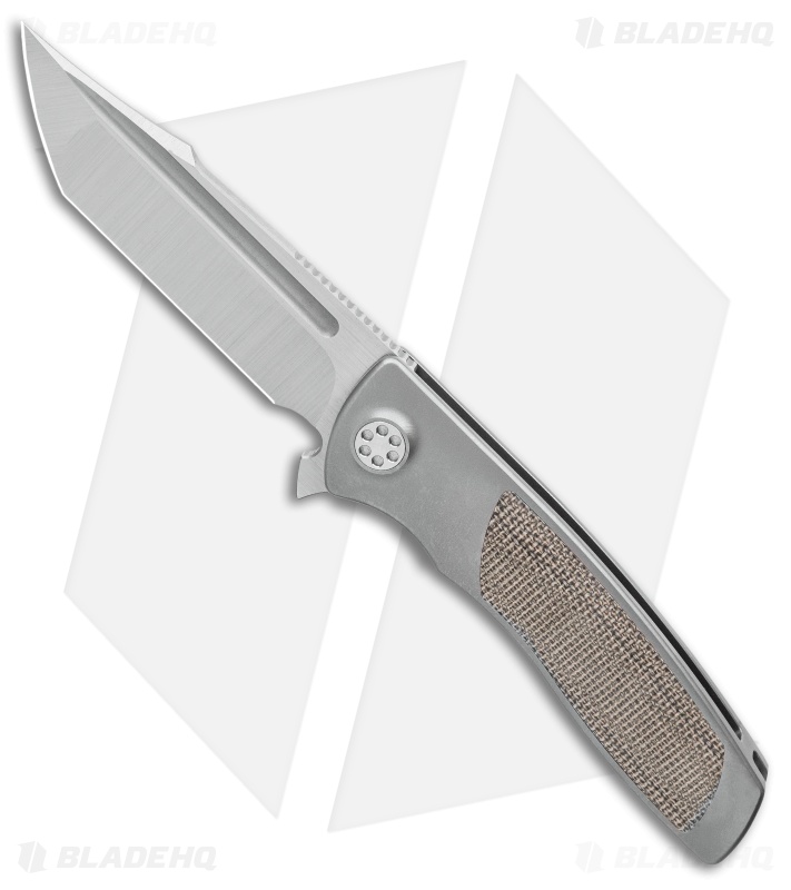 Sharp By Design Micro Evo Typhoon Tanto Knife Ti/Green Micarta (3" Satin)