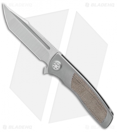 Sharp By Design Micro Evo Typhoon Tanto Knife Ti/Green Micarta (3" Satin)
