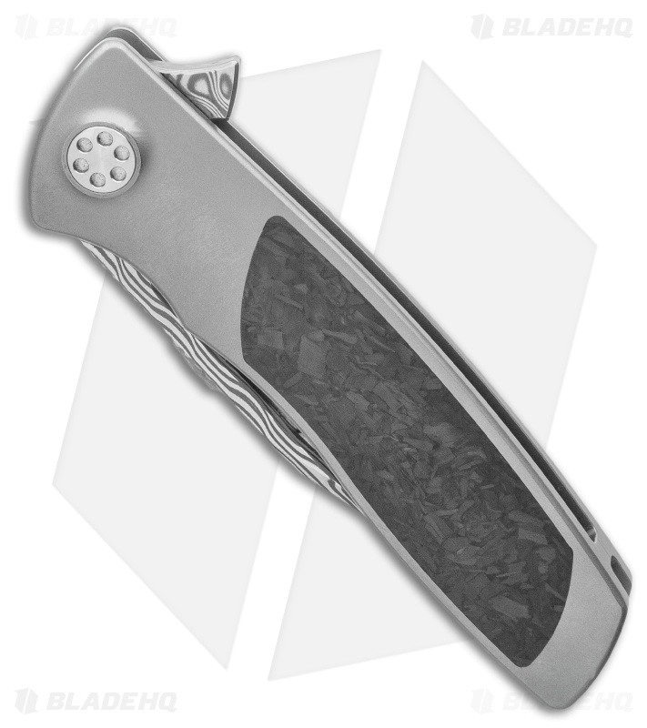 Sharp By Design Micro Evo Typhoon Bowie Knife Ti/Marble CF (3" Damascus)