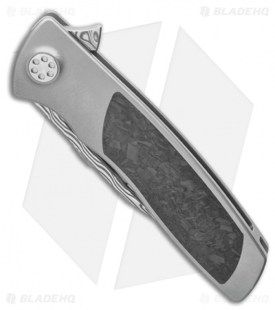 Sharp By Design Micro Evo Typhoon Bowie Knife Ti/Marble CF (3" Damascus)