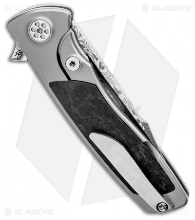 Sharp By Design Micro Evo Typhoon Tanto Knife Ti/Marble CF (3" Damascus)