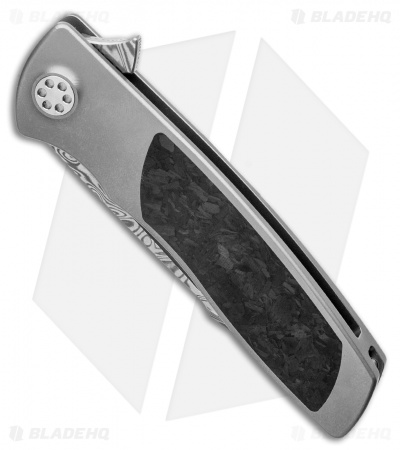 Sharp By Design Micro Evo Typhoon Tanto Knife Ti/Marble CF (3" Damascus)
