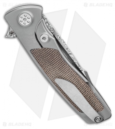 Sharp By Design Micro Evo Typhoon Tanto Knife Ti/Green Micarta (3" Damascus)