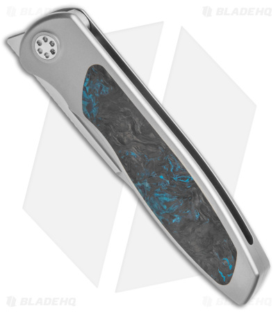 Sharp By Design Mini Tempest Drop Point Knife Marble Blue CF (3.5" Satin)