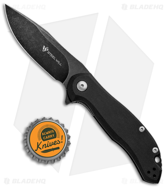 Steel Will Lanner Liner Lock Knife Black G-10 (3.25" Black Stonewash) F35M-09 