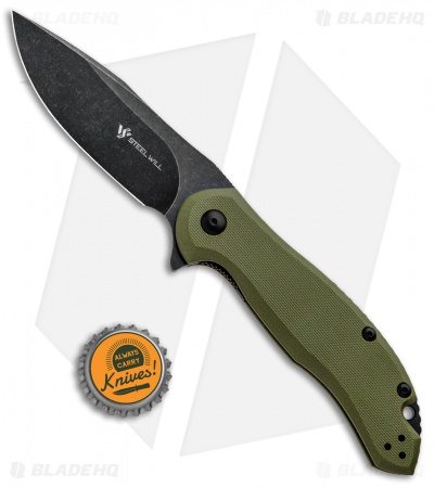 Steel Will Lanner Liner Lock Knife OD Green (3.75" Black Stonewash) F35-33