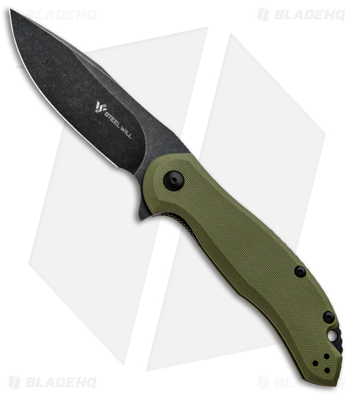 Steel Will Lanner Liner Lock Knife OD Green (3.75" Black Stonewash) F35-33