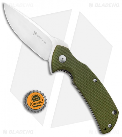 Steel Will Plague Doctor Mini Liner Lock Knife OD Green G-10 (3.4" Satin) 