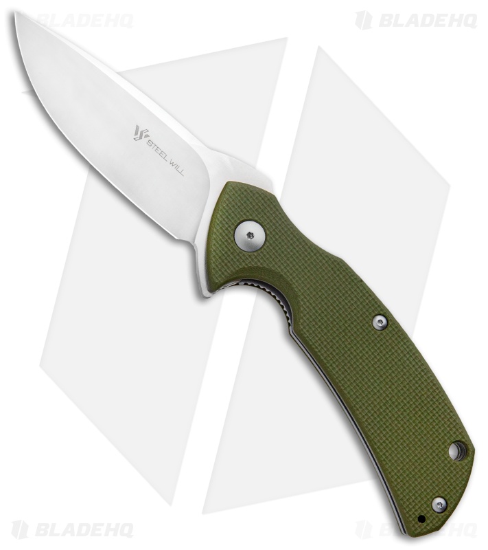 Steel Will Plague Doctor Mini Liner Lock Knife OD Green G-10 (3.4" Satin) 