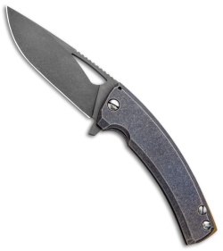 TK Knives Kyre Custom Frame Lock Knife Blue Titanium (3.5" Blasted)