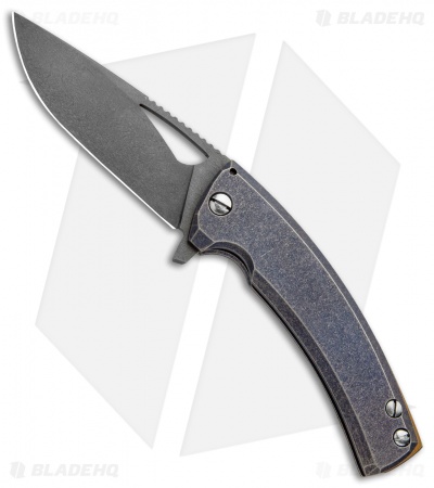 TK Knives Kyre Custom Frame Lock Knife Blue Titanium (3.5" Blasted)