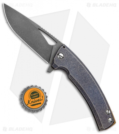 TK Knives Kyre Custom Frame Lock Knife Blue Titanium (3.5" Blasted)
