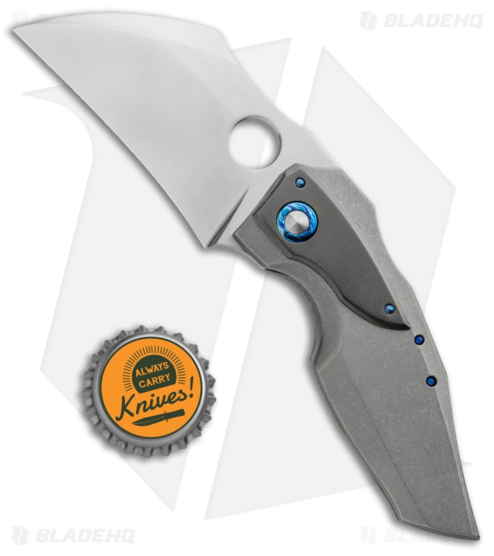 TuffKnives Geoff Blauvelt Custom Death Claw Knife Ti/Zirc (2.8" Hand Satin) 