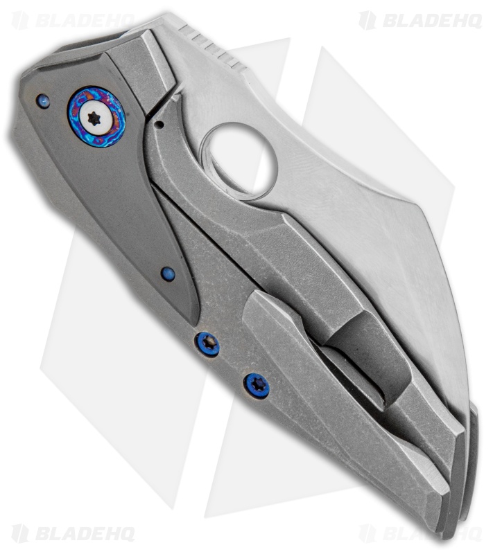 TuffKnives Geoff Blauvelt Custom Death Claw Knife Ti/Zirc (2.8" Hand Satin) 