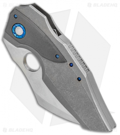 TuffKnives Geoff Blauvelt Custom Death Claw Knife Ti/Zirc (2.8" Hand Satin) 