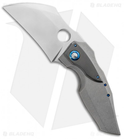 TuffKnives Geoff Blauvelt Custom Death Claw Knife Ti/Zirc (2.8" Hand Satin) 
