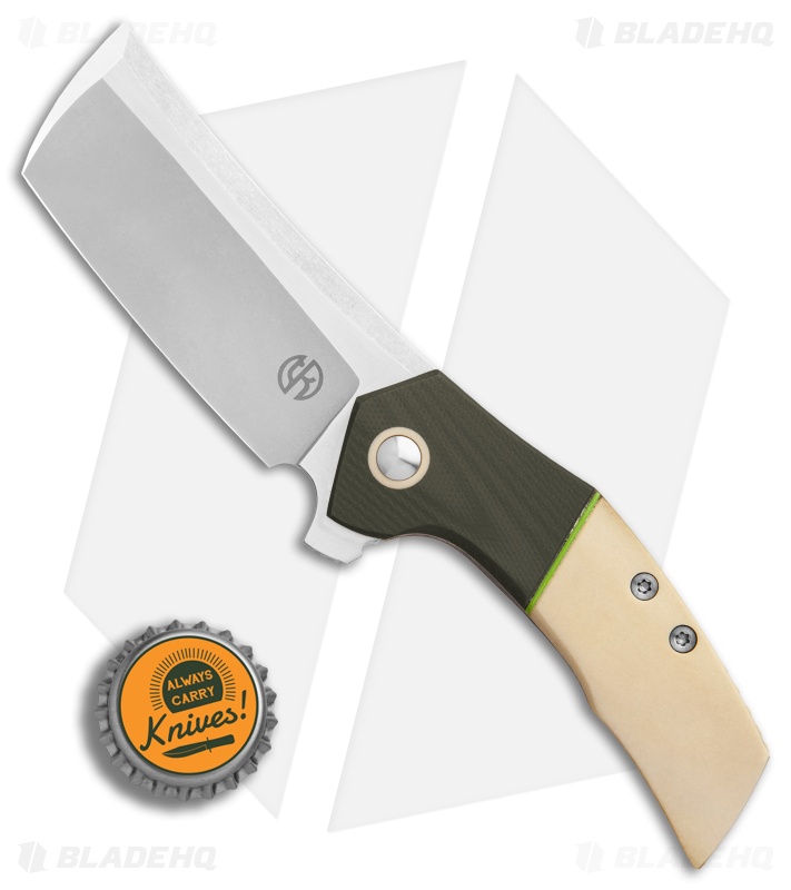 TuffKnives Geoff Blauvelt Custom Mini Nakiri Knife WH Micarta/OD G-10 (3" SW)