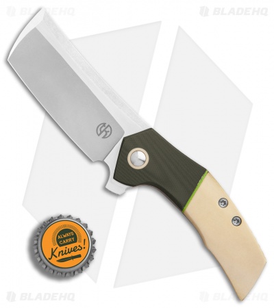 TuffKnives Geoff Blauvelt Custom Mini Nakiri Knife WH Micarta/OD G-10 (3" SW)