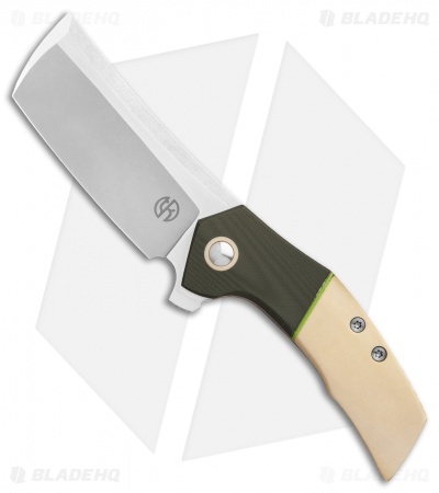 TuffKnives Geoff Blauvelt Custom Mini Nakiri Knife WH Micarta/OD G-10 (3" SW)