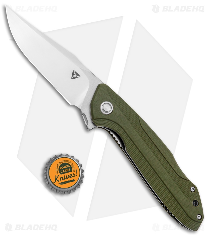 TuyaKnife Bruiser Liner Lock Knife Green Micarta (Satin) 1601 EW