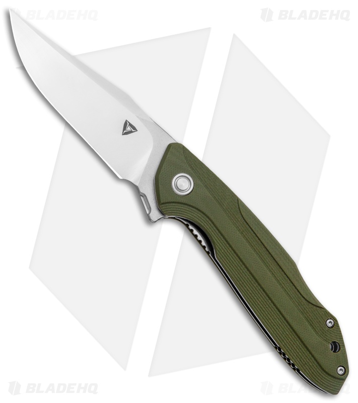 TuyaKnife Bruiser Liner Lock Knife Green Micarta (Satin) 1601 EW