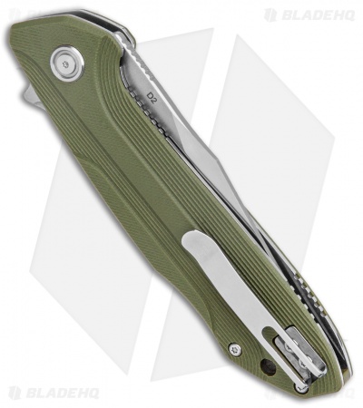 TuyaKnife Bruiser Liner Lock Knife Green Micarta (Satin) 1601 EW
