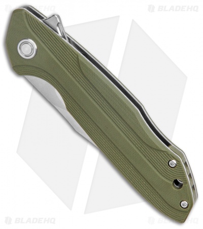 TuyaKnife Bruiser Liner Lock Knife Green Micarta (Satin) 1601 EW