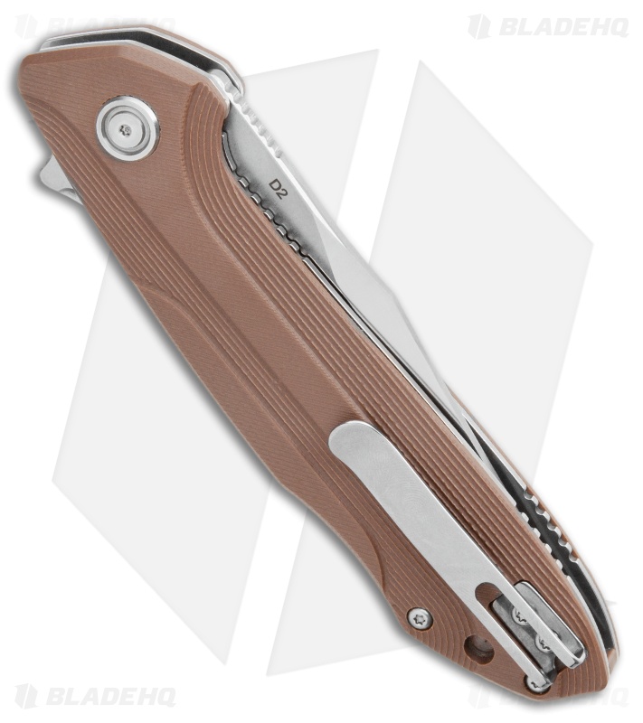 TuyaKnife Bruiser Liner Lock Knife Brown G-10 (3.5" Satin) 1601 GW