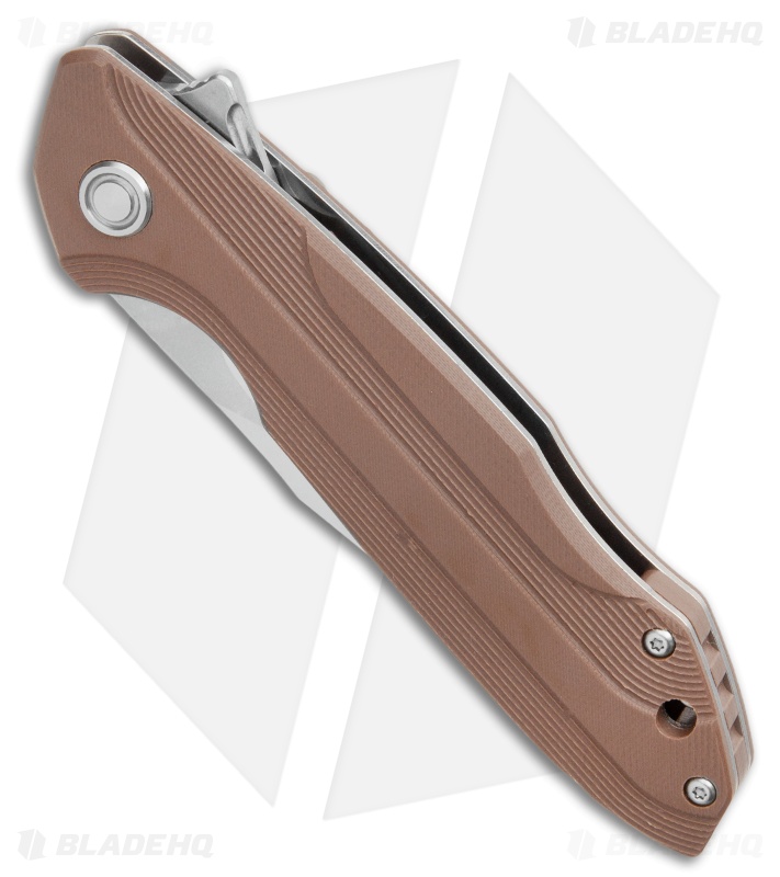 TuyaKnife Bruiser Liner Lock Knife Brown G-10 (3.5" Satin) 1601 GW