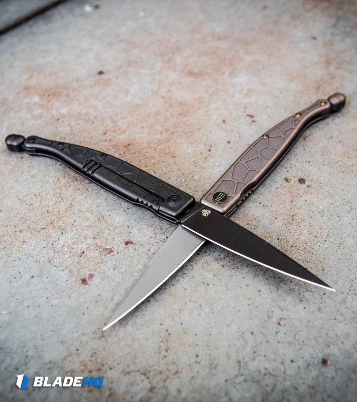 WE Knife Co. Roman Frame Lock Black Ti (4.00"  Black SW) 2008C