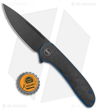 WE Knife Co. Saakshi Liner Lock Knife Marble CF/Blue Liners (3.3" Black SW)