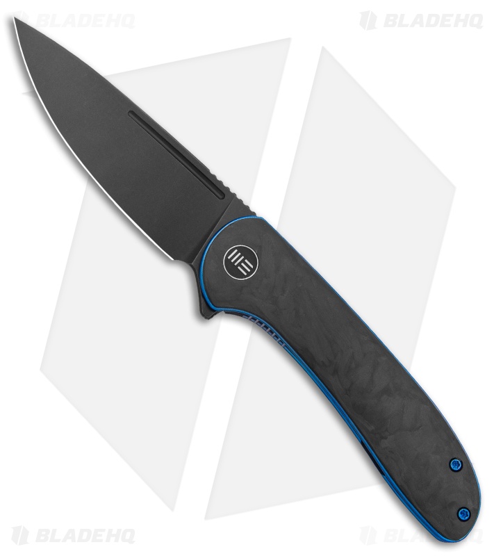 WE Knife Co. Saakshi Liner Lock Knife Marble CF/Blue Liners (3.3" Black SW)