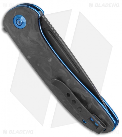 WE Knife Co. Saakshi Liner Lock Knife Marble CF/Blue Liners (3.3" Black SW)