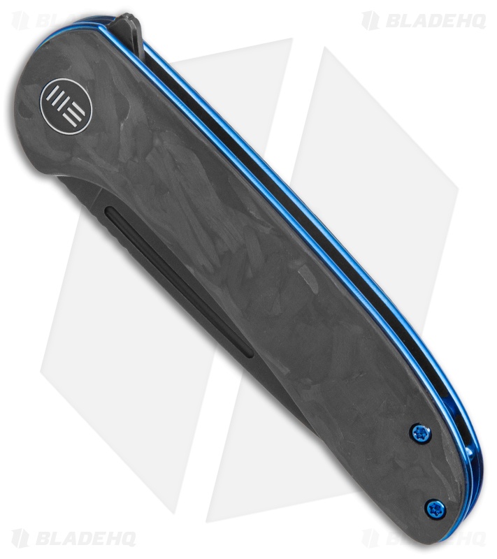 WE Knife Co. Saakshi Liner Lock Knife Marble CF/Blue Liners (3.3" Black SW)