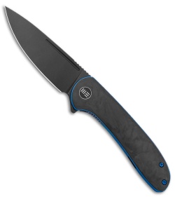 WE Knife Co. Saakshi Liner Lock Knife Marble CF/Blue Liners (3.3" Black SW)