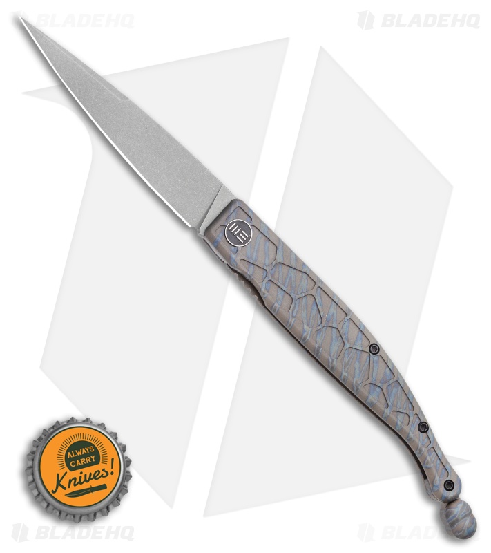 WE Knife Co. Roman Frame Lock Blue Flamed Gray Titanium (4.00"  SW) 2008D