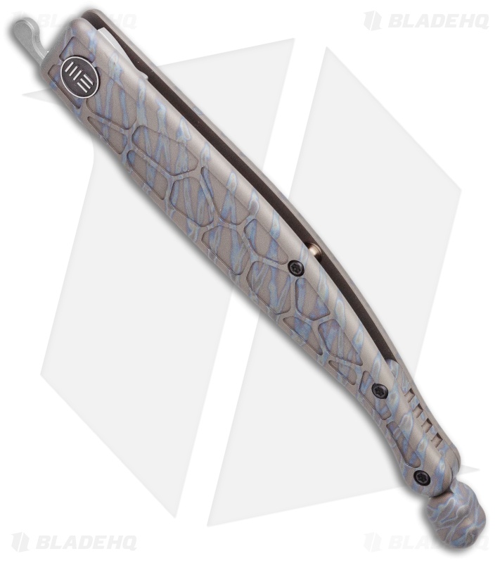 WE Knife Co. Roman Frame Lock Blue Flamed Gray Titanium (4.00"  SW) 2008D