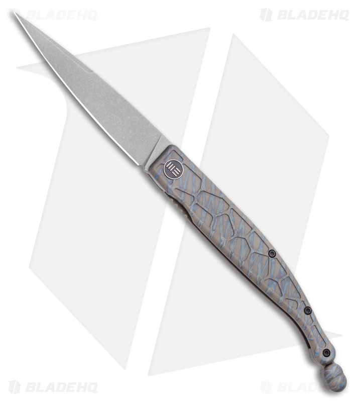 WE Knife Co. Roman Frame Lock Blue Flamed Gray Titanium (4.00"  SW) 2008D
